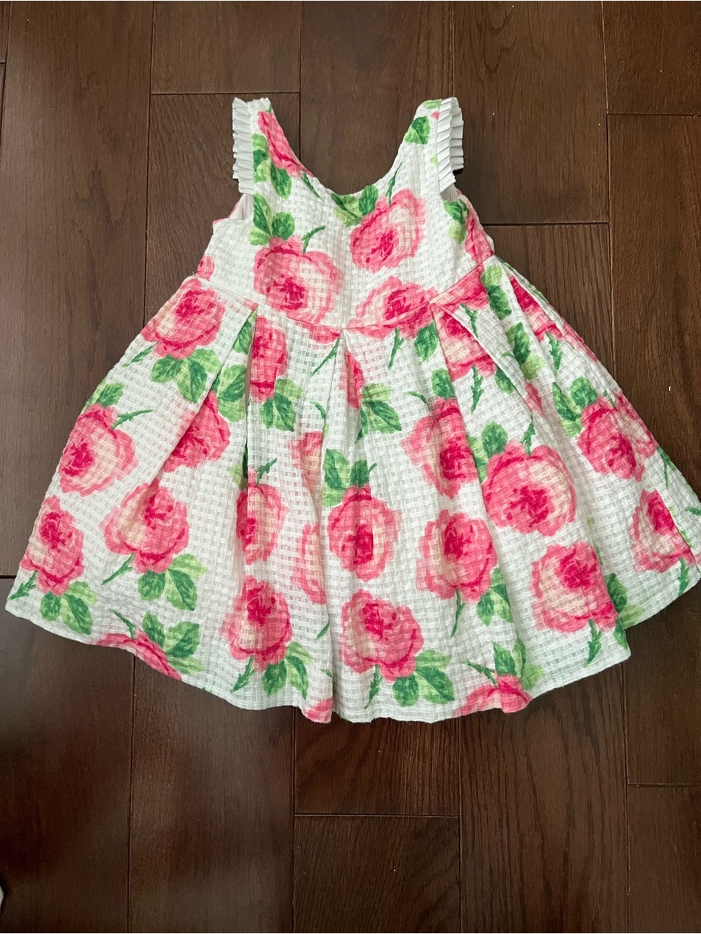 Baby Girls Floral Pink and Green Sundress with a Crinoline